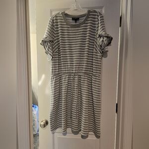 Lane Bryant knit cotton grey/white striped dress. Worn once. Size 18/20.